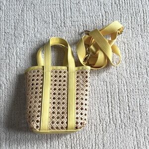 Target butter yellow woven summer bag, Crossbody. Rattan. NWOT